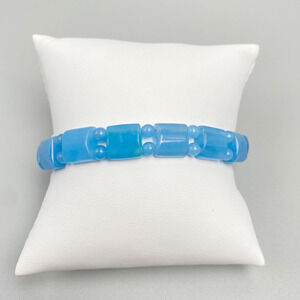 Estate Baby Blue Jade Stretch Bracelet 10mm Beads